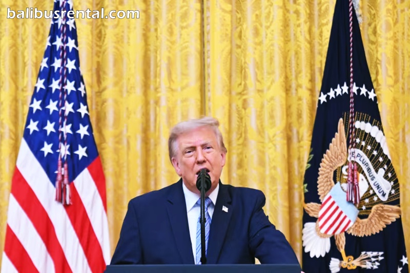 President Donald Trump addresses the nation from the East Room of the White House