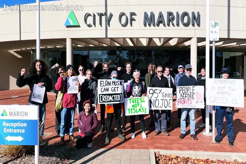 protest against the proposed Tesla factory in Tonsley, South Australia